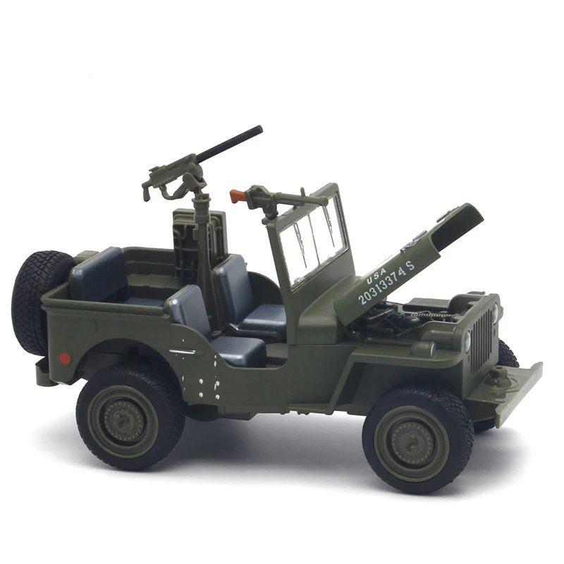 Modelo de coche militar fundido a presión de aleación 1/32, paneles de capó de apertura de simulación para revelar el motor para niños y adultos, juguete de regalo de colección