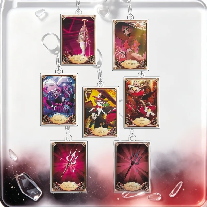Keychain for Hazbin Hotel The Heaven Embassy Rosie Velvette Razzle Husk Acrylic Backpack Pendant Decoration Collection Fans Gift