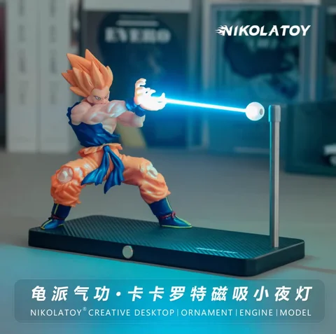 NikolaToy 드래곤 볼 Kakarotto Son Goku Kamehameha 웨이브 마그네틱 라이트 램프 모델 장식 애니메이션 액션 피규어 소장품 선물