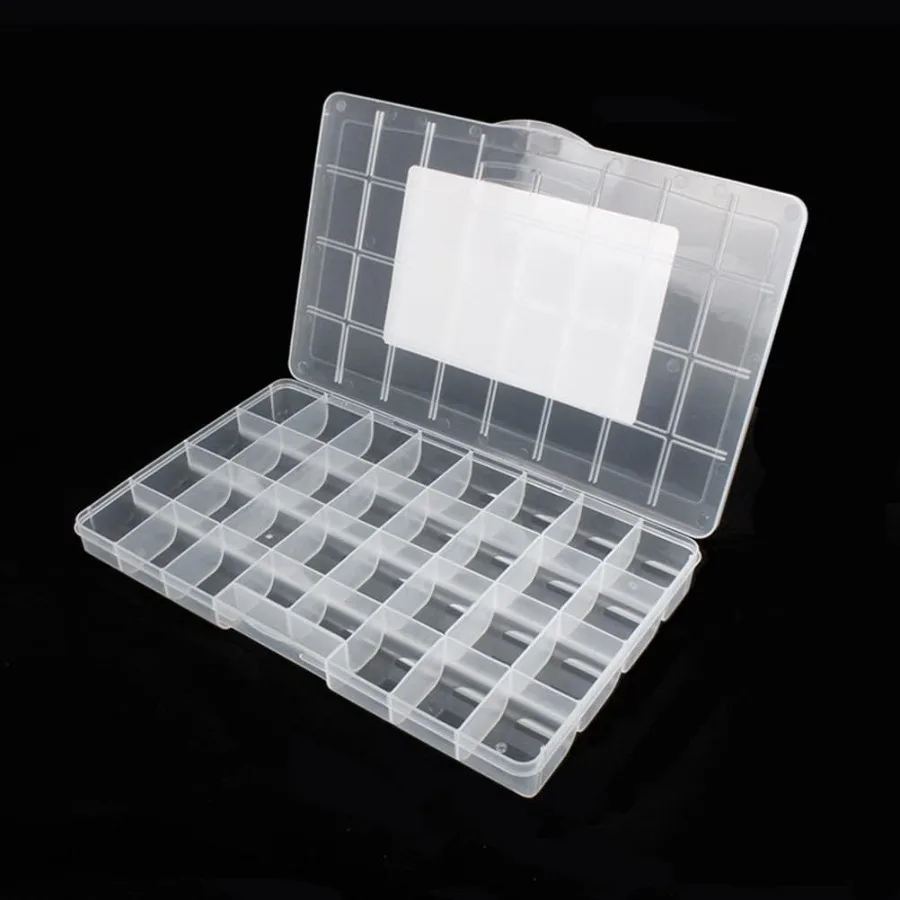 

32 Grids Clear Plastic Organizer Box with Dividers for Beads Art and DIY Projects Jewelry Storage Fishing Tackles Rock Collecti