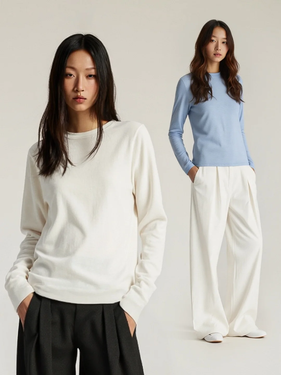 

Loose Fit Modal Wool Base irt Long Sve T-irt Women's Sle: Simple Autumn New Arrival Faionable Slimming Design