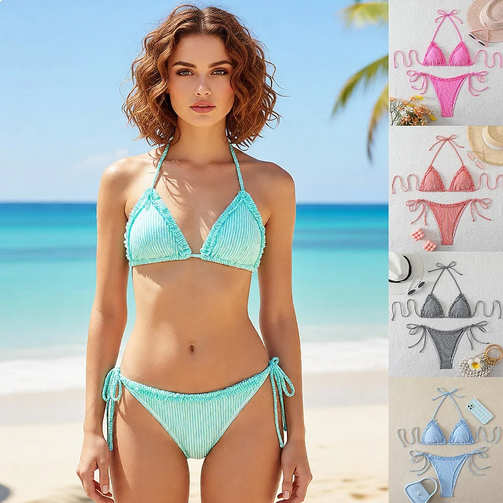 

2026 High Cut Push Up Sexy Bikini Set Padded Swimwear For Women Summer Beach Pool Holiday Vacation Bathing Suit