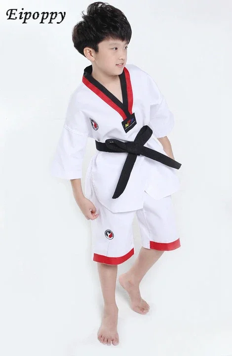 Ropa de Taekwondo para niños y niñas, ropa de manga corta de algodón para niños, ropa de rendimiento de boxeo Sanda, Verano