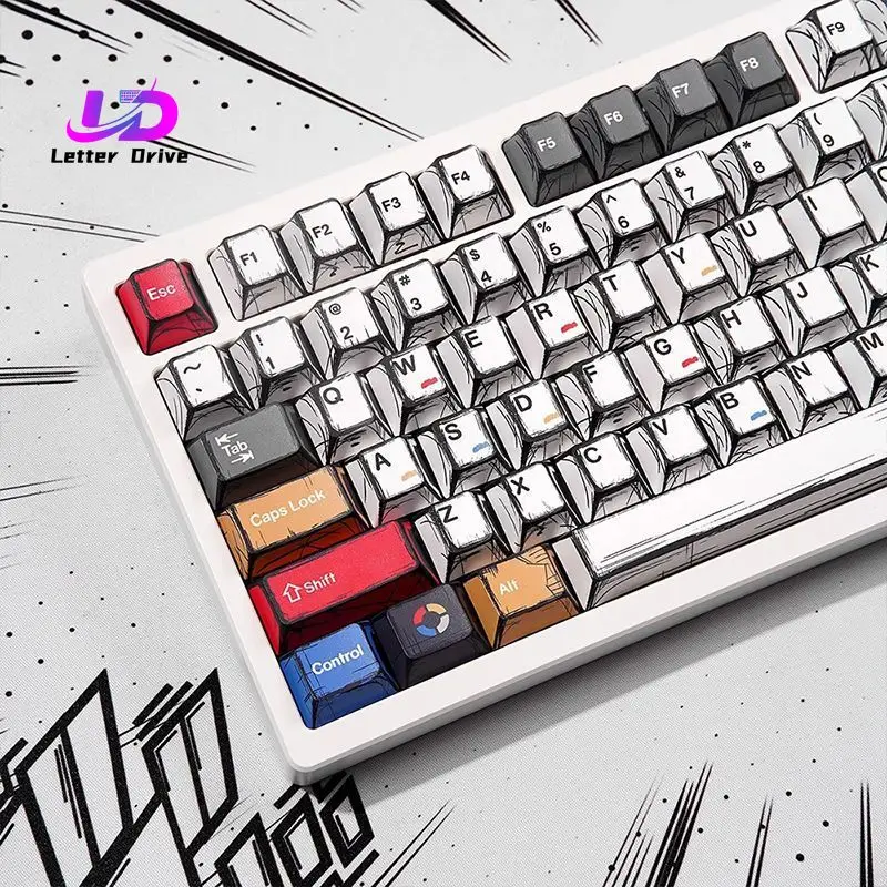 Comic Style Colorful Mixed Light Keycaps Original Factory He