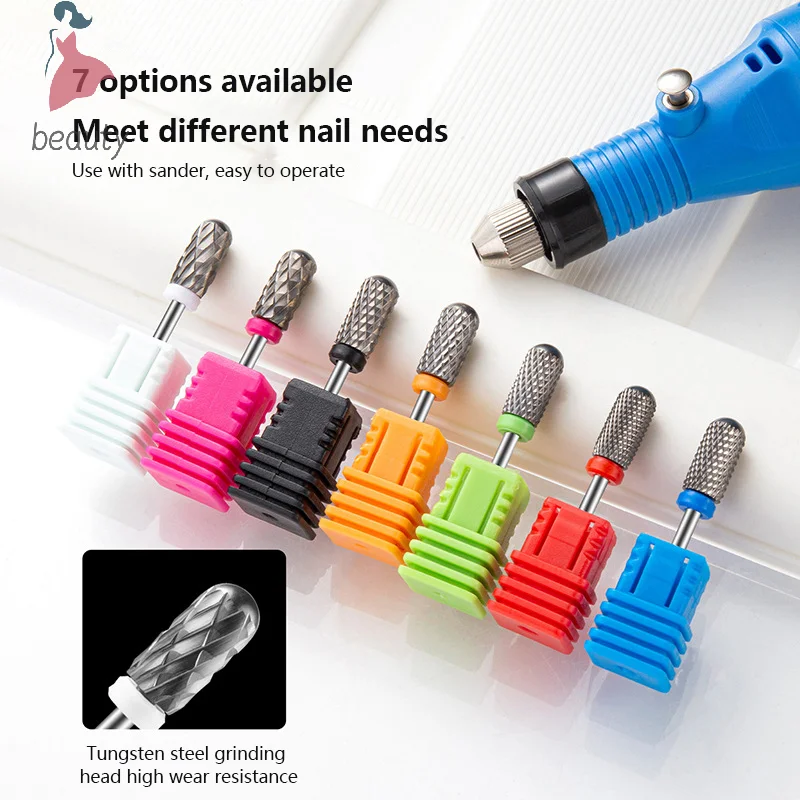 Polishing Manicure Tungsten Steel Grinding Head Single Cylindrical Bald Type Polishing Drill Polishing Manicure Tools