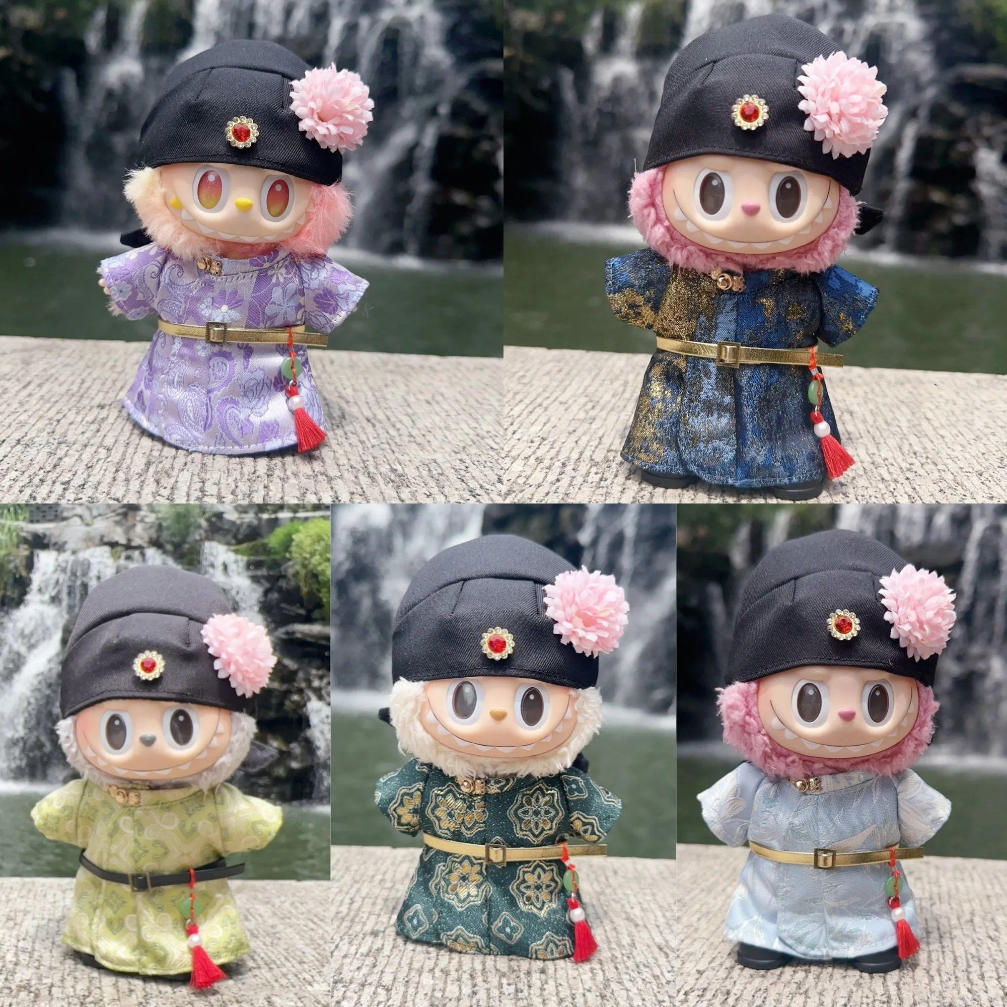 

New Chinese Tang Costume for 17cm Labubu 1.0 3.0 Generation Floral Bird Pattern Traditional Outfit Vinyl Figure Ethnic Style