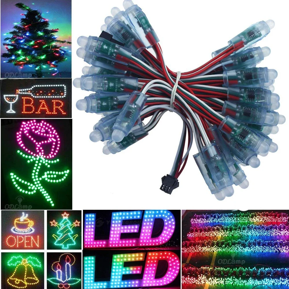 

50pcs WS2811 2811 IC RGB Full Color 12mm Pixels Digital Addressable 5V 12V Dream Color LED Pixels Module IP68 Waterproof Light