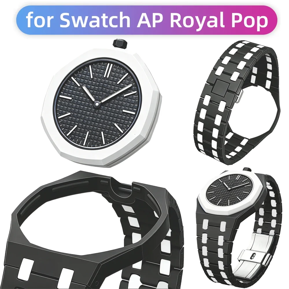 Bioceramic Case+Strap for Swatch X AP Royal Pop Pocket Watch Changer To Bracelet Modification Kit Royal Pop Comfortable Correa