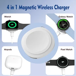 4-In-1 Magnetic Wireless Watch Charger For iWatch 1-10/SE/Ultra/ AirPods Pro 2,AirPods 4 (ANC)Galaxy Watch3-7/FE/Pixel Watch 1st