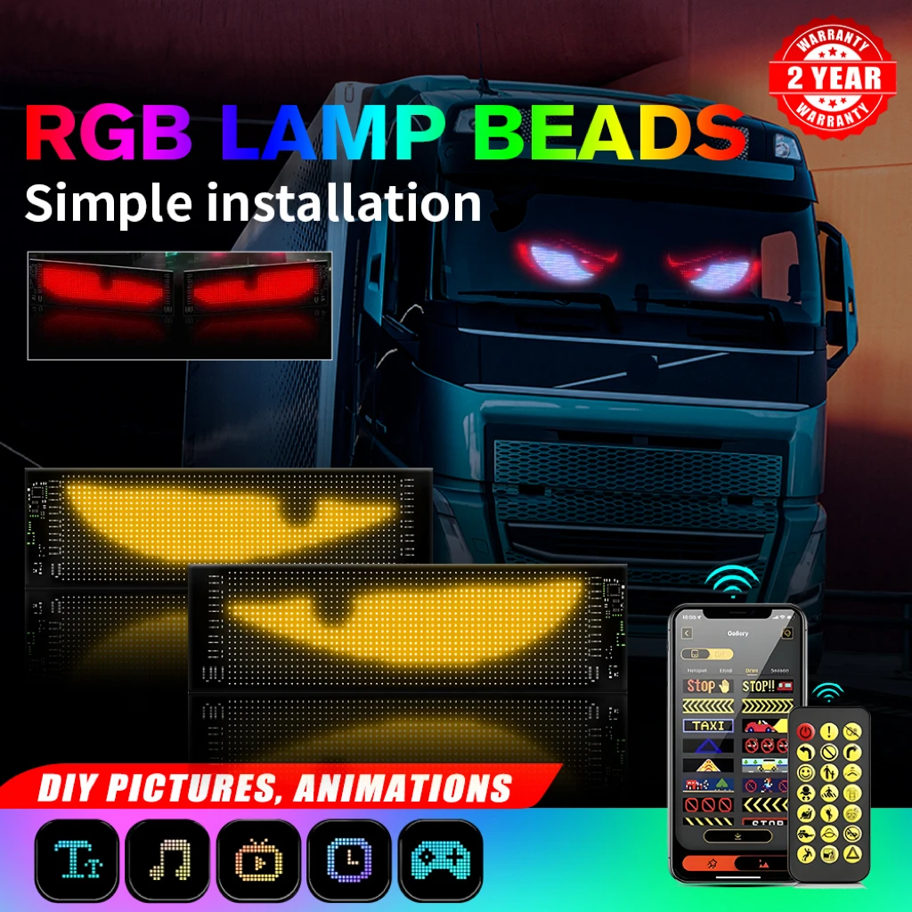 HL Smart Control LED Display Car Windshield Eyes LED Matrix Pixel Panel Display Evil Eyes LED Screen For The off-road use