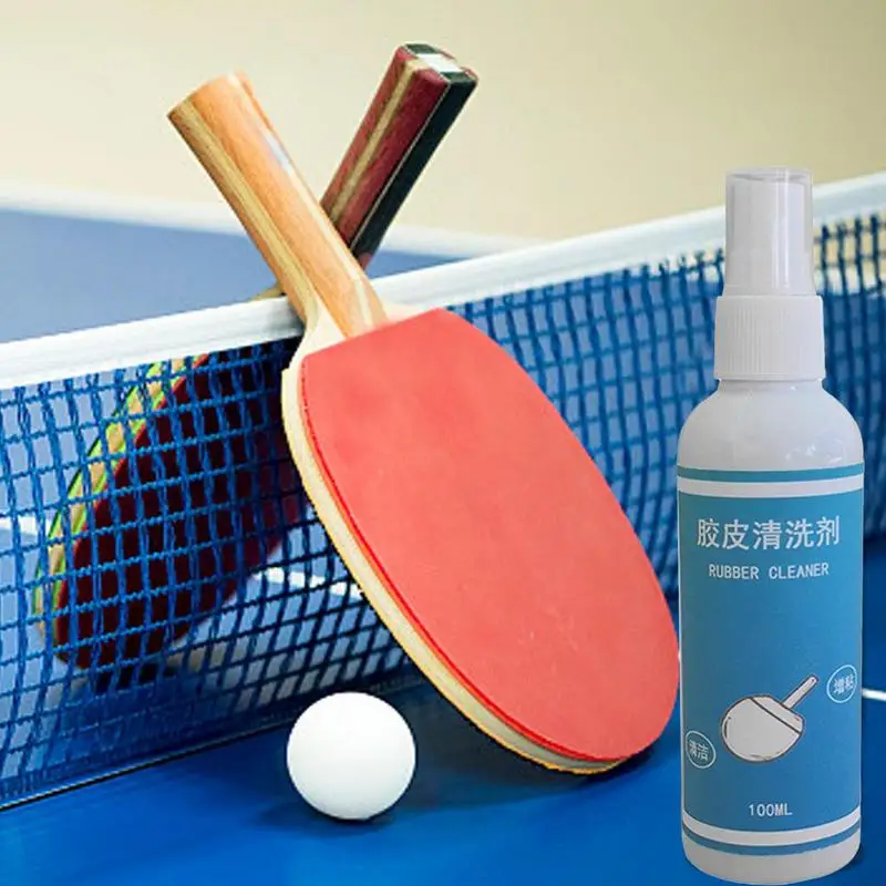 Table Tennis Racket Rubber Cleaner 100ml Detergent With Sponge Cleans Pong Paddle Optimal Spin And Control Eliminate Dirt And