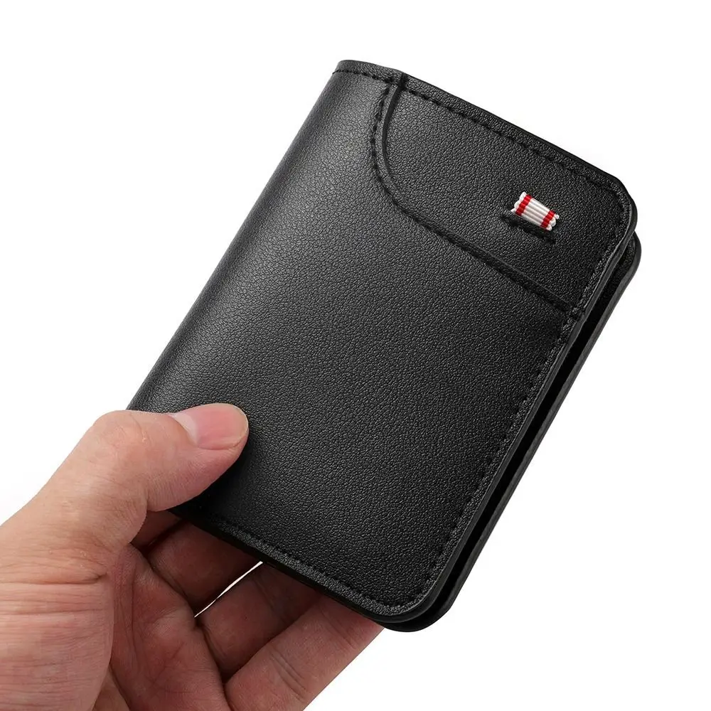 

Minimalist PU Leather Retro Men's Wallet Black Coffee Ultra Thin Coin Purse Two-Fold Soft Slim Wallet Money Clip Credit Card