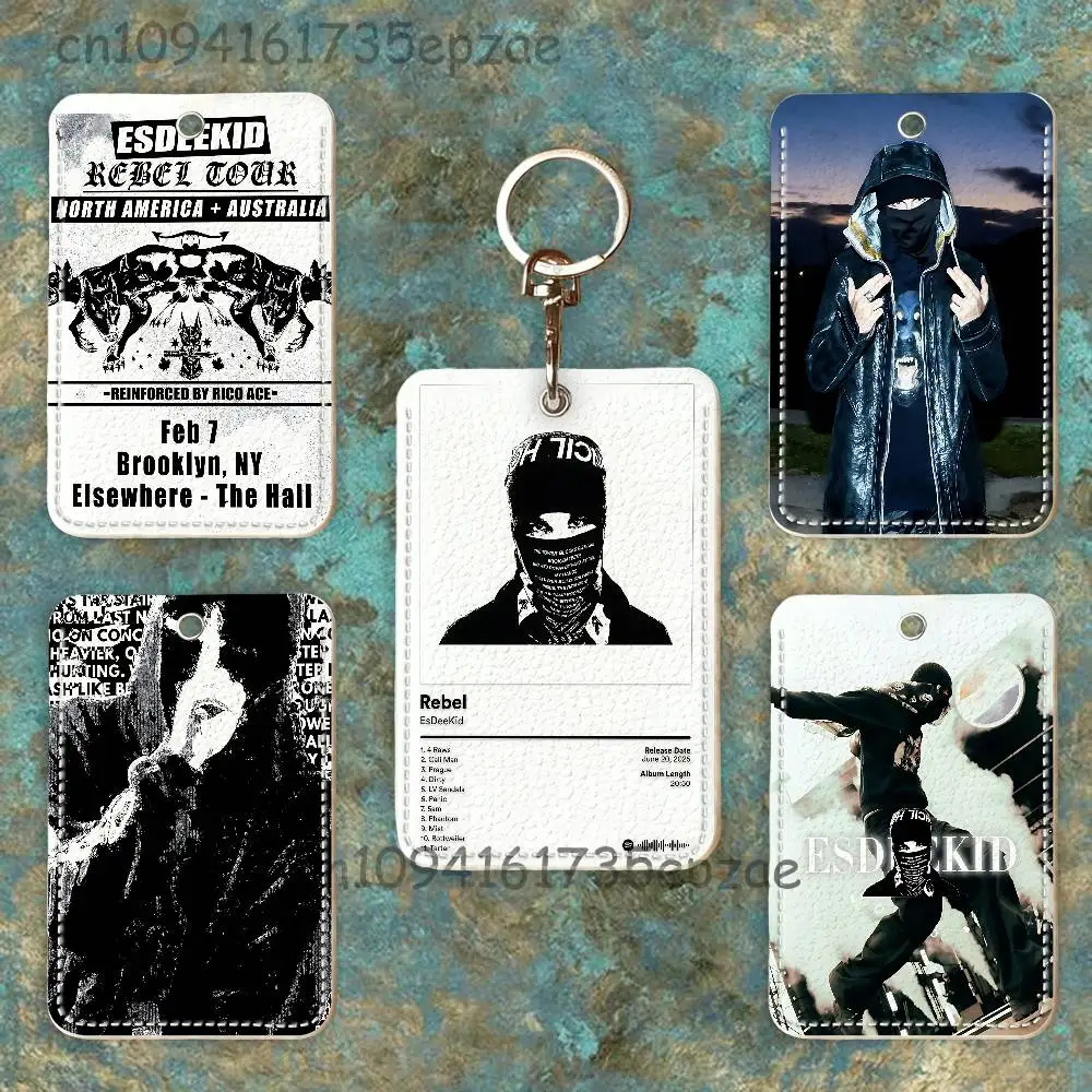 

E-EsDeeKid Rebel Premium PU Leather Card Holder Card Case with Metal Carabiner,Customizable Design for Daily Use