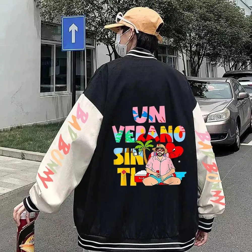 2024 Singer Bad Bunny Zip New Baseball Uniform Men\'s Jackets Streetwear Hip Hop Harajuku Sweatshirt BadBunny Hoodie Casual Sport