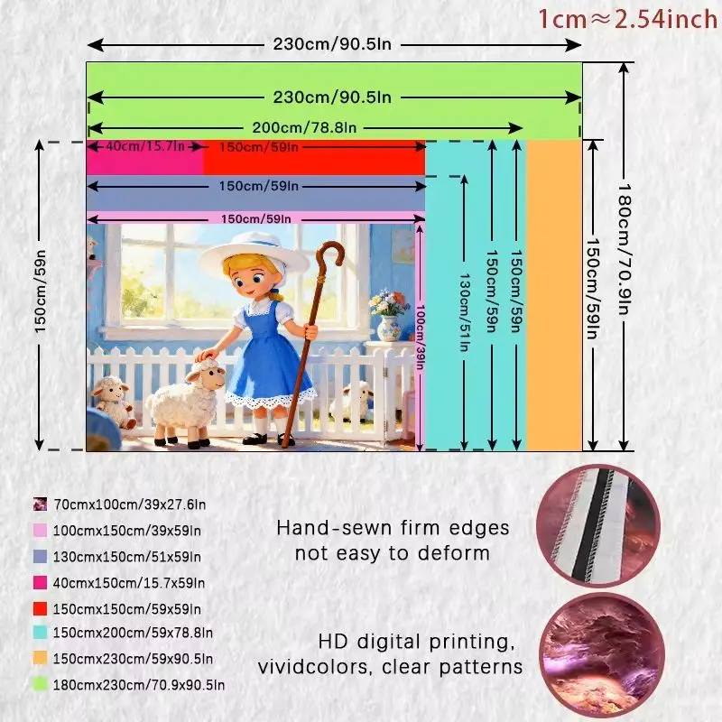 1 Buah Permadani Bo Peep & Lambs, Seni Dinding Kartun Gadis Peternak yang Lucu, Dekorasi Poliester Modern untuk Ruang Tamu, Kamar Tidur, Asrama, Hadiah