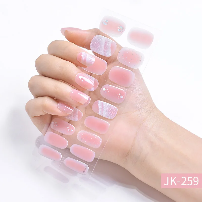 Semi-Uitgeharde Gel Nail Art Stickers Nagel Strips Patch Sliders Zelfklevende Volledige Cover Nail Art Stickers Uv Lamp Nodig Gel Nail Wraps