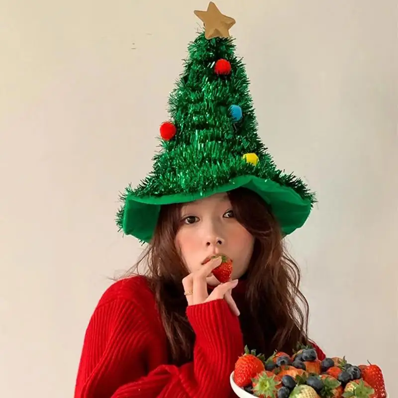 2024 Ins Christmas Tree Hat Christmas New Year Funny Headwear for Girls Xmas Party Supplies Funny Hats for Kids Photo Props