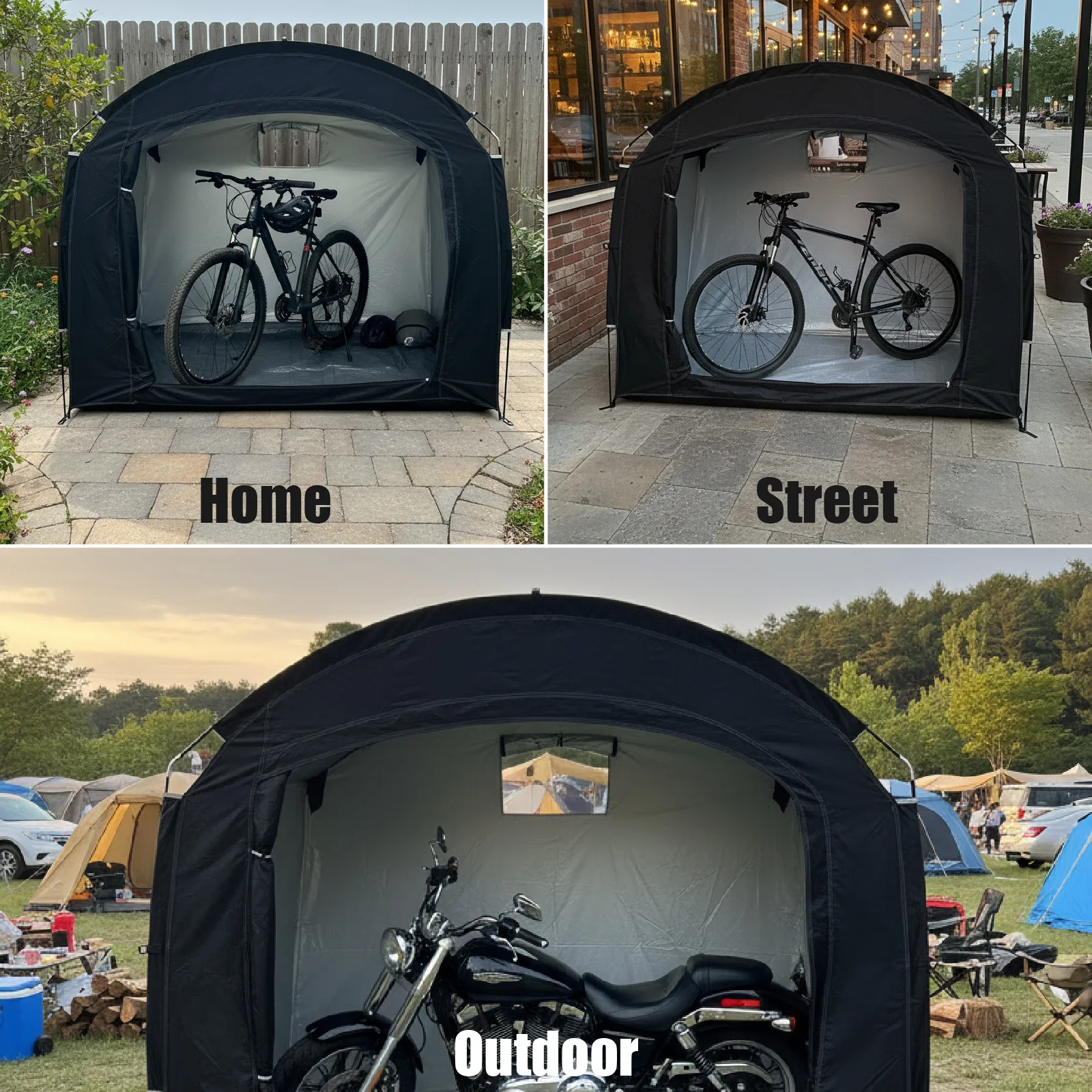 

Портативный уличный тент-укрытие для велосипеда из утолщенной ткани Оксфорд с каркасом из алюминиевого сплава для защиты велосипедного снаряжения, с сумкой для переноски