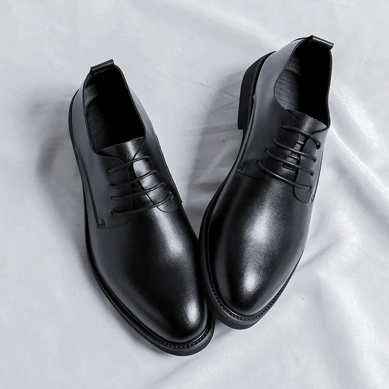 38-46 Man Black Dress Shoes Leather Casual Business Official Shoes for Man Derby Brown Man Suit Shoes Soulier Homme De Mariage