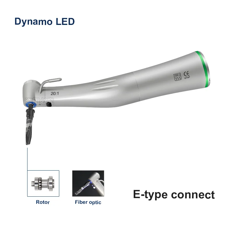 Dental 20:1 LED Low Speed Handpiece Green Ring Fiber Optic Contra Angle Dentistry Implant Handpiec X SG20