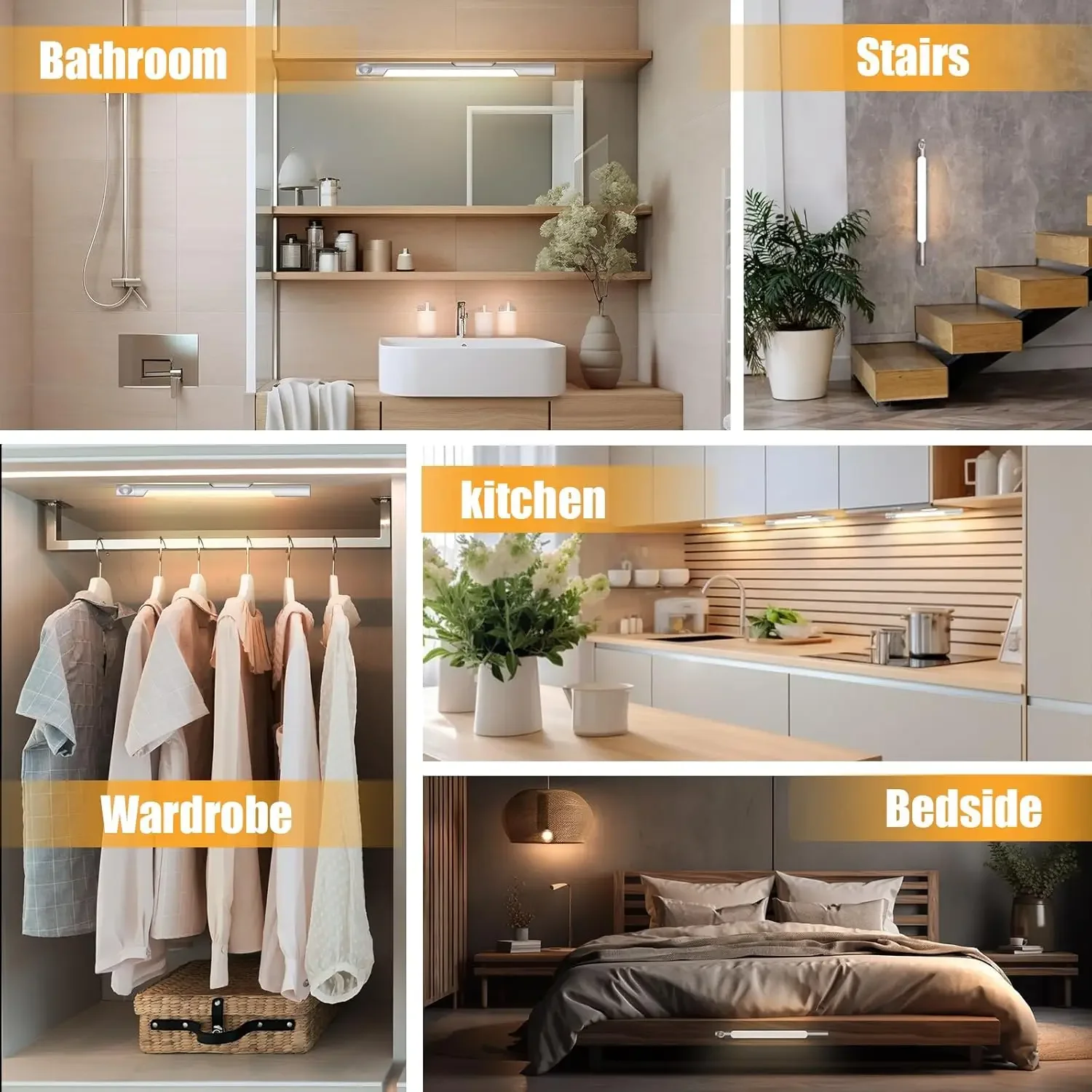 LED Night Light With Sensor Movement Battery 3000mAh Rechargeable Night Lamp Magnetic For Room Kitchen Under Cabinet Lights