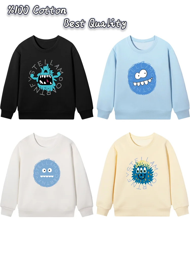 fashion cartoon Boys sweatshirt autumn long sleeves kids hoodies cute snowman Monster pullover winter warm teen children sweater