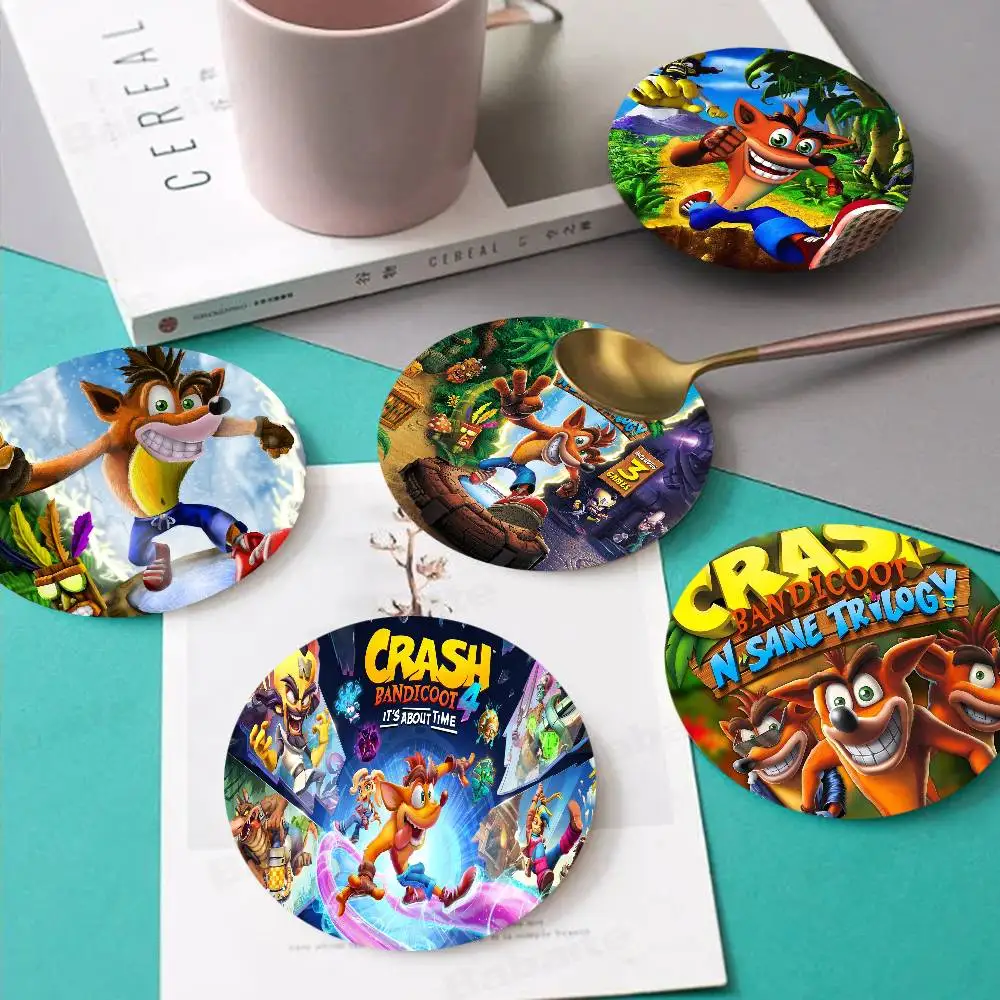 Videospiel C-Crash B-Bandicoot Themen-Holzuntersetzer Rutschfest Hitzebeständig Spaßige Esstisch-Dekoration Café Restaurant Geschenke