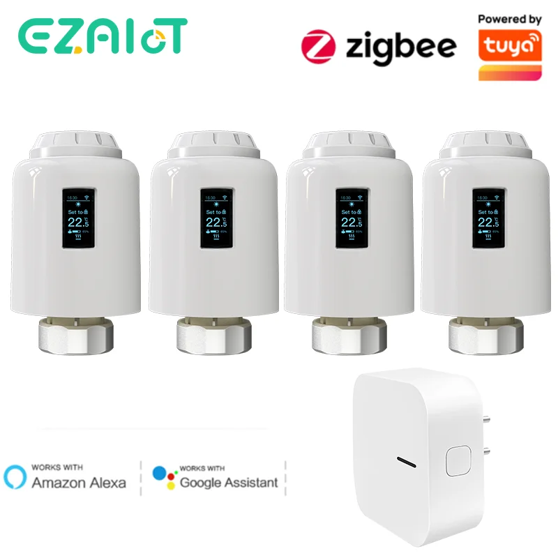 TRV ZigBee Smart Thermostat Programmable Tuya Radiator Valve Temperature Controller Home Heater Alexa Google Voice Control