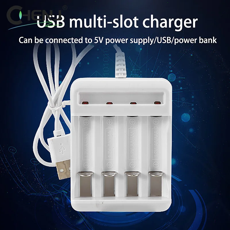 1PCS AAA And AA Rechargeable Battery Station High-Speed USB 3/4 Slot Fast Rechargeable Battery Charger Short Circuit Protection