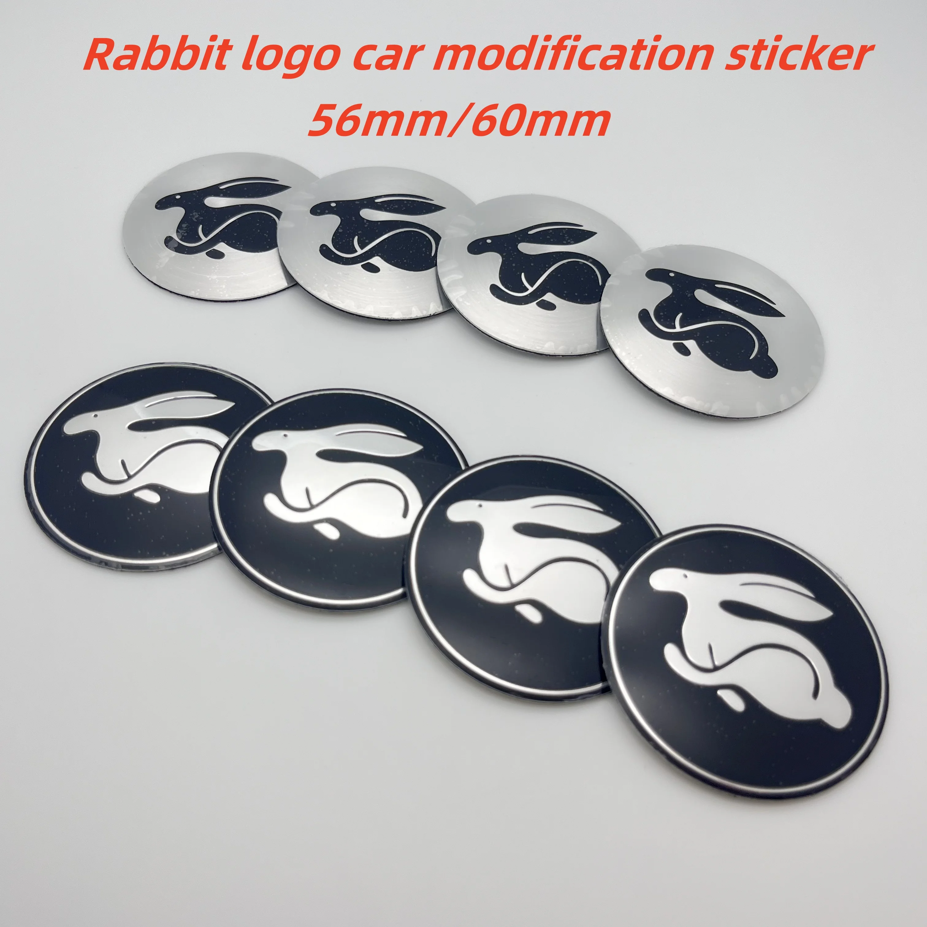 4pcs/Set 56mm 60mm Rabbit Logo Car Wheel Center HubCap Badge Dust-proof Cover Refit Emblem Sticker Styling Car Accessories Decal