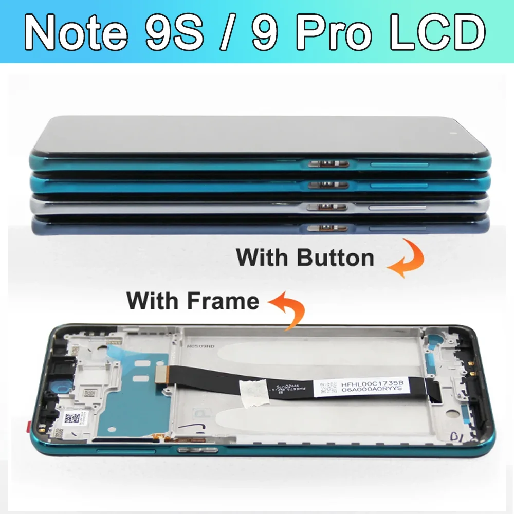 Écran tactile LCD numérique de remplacement avec cadre, 6.67 pouces, pour Xiaomi Redmi Note 9S M2003J6A1G
