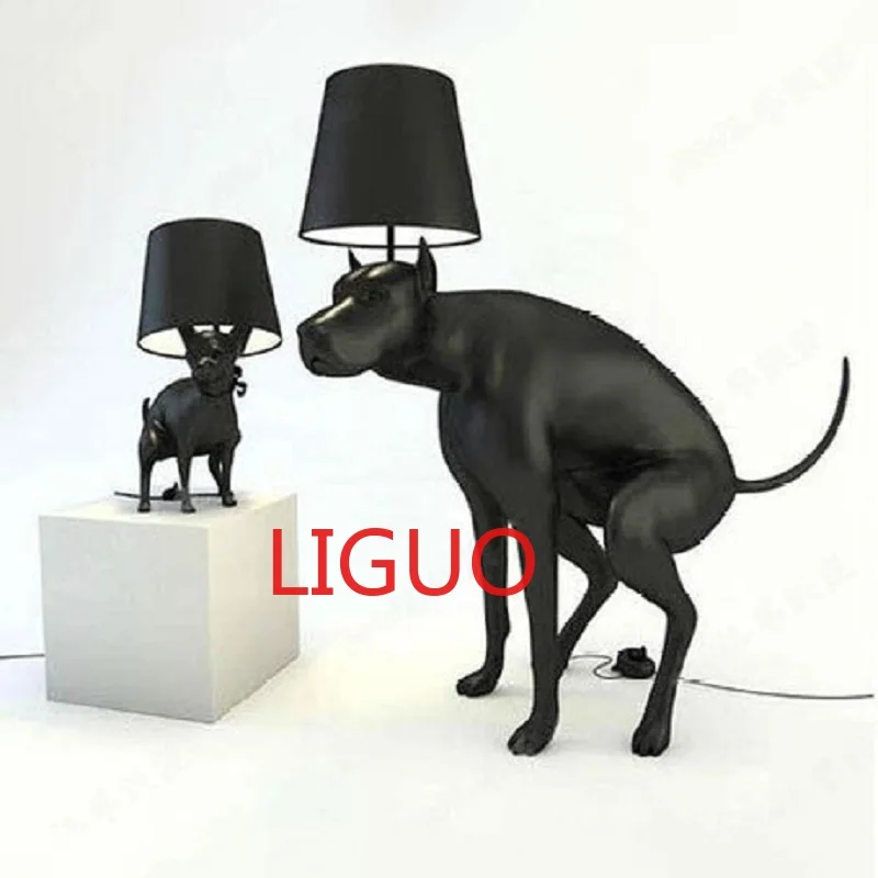 

Resin Cloth Cover Big Dog Simple Art LED Floor Lamp Living Room Hotel Club Animal Small Black Dog Table Lamp for Living Room E27