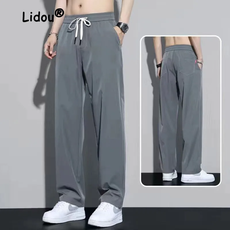 

Ice Silk Pants Men's Summer Thin Loose Straight Drop Western Pants Quick Dry Sports Casual All-match Summer Trousers 2023