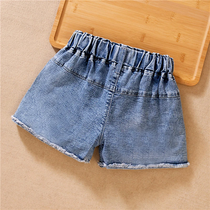 IENENS Fashion Girls Denim Pants Shorts Girl Thin Soft Trousers Jeans Kids Children Casual Clothes Clothing 4-13 Years