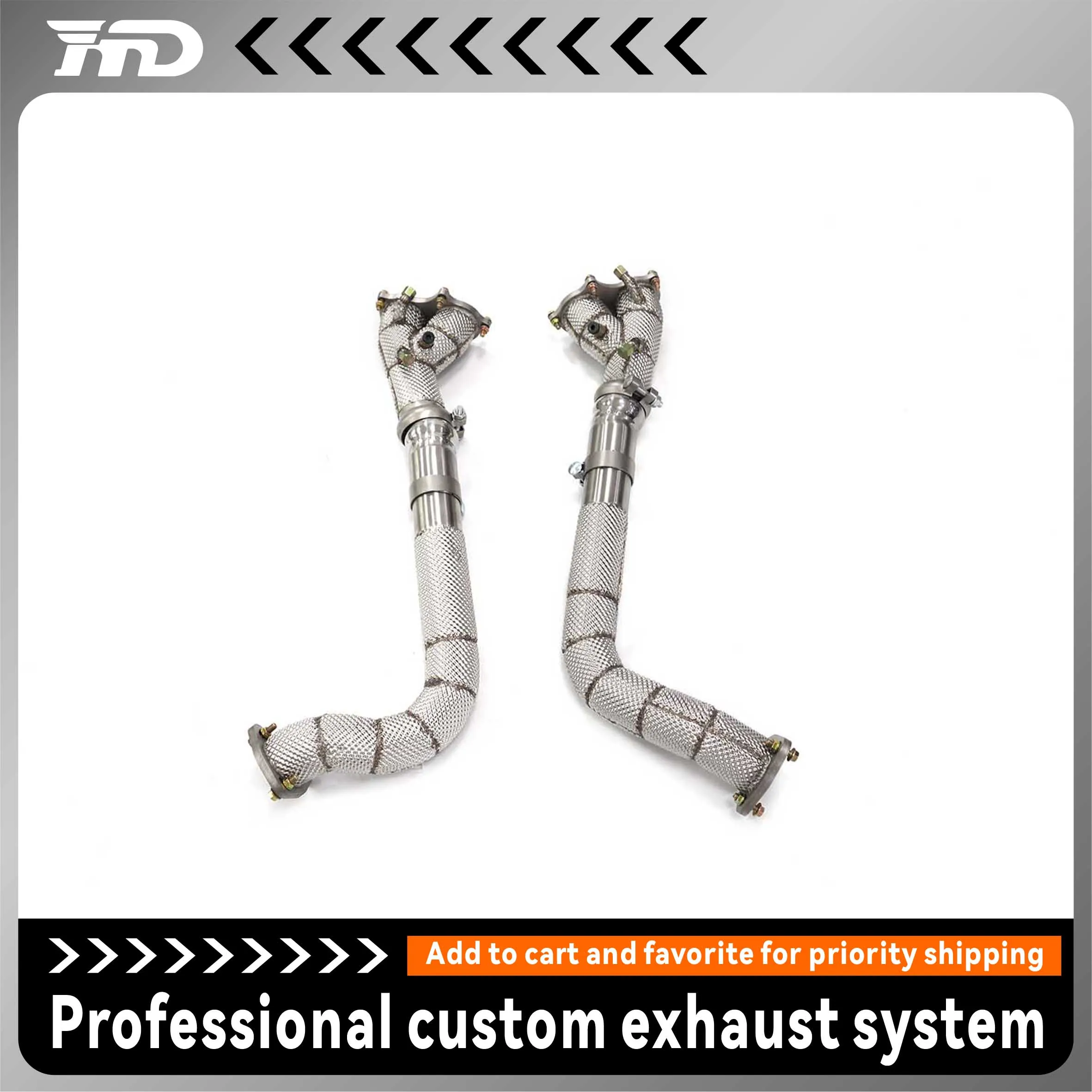 

HMD Exhaust System High Flow Performance Downpipe for Porsche 718 GT4 4.0L With OPF Heat Shield Racing Pipe without catalysis