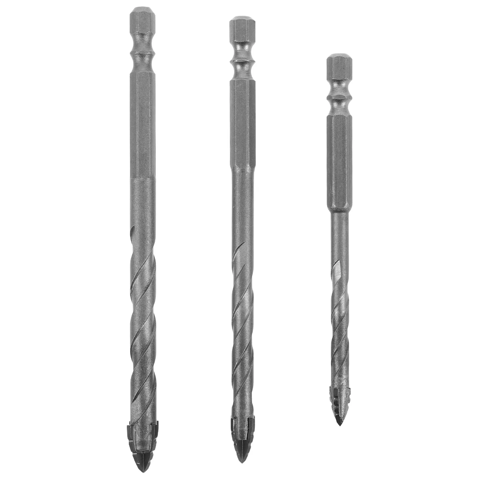 

3Pcs Four-Flute Offset Drill Bit Set Tungsten Steel Concrete Tile Drill Bits Precision Sawtooth Design for Impact Driver Brick