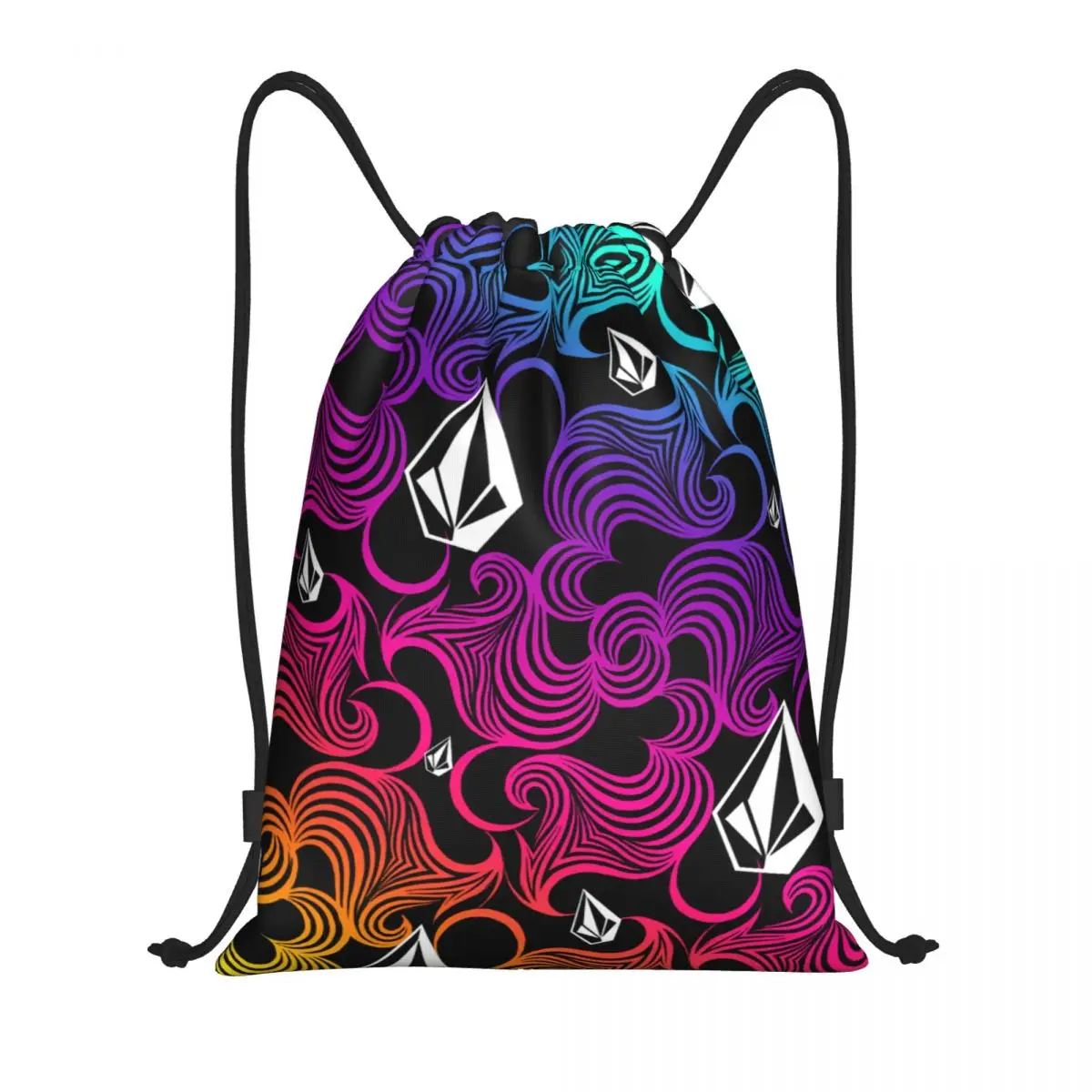 Custom Volcoms Skate Diamond Stone Pattern Drawstring Backpack Bags Men Women Lightweight Gym Sports Sackpack Sacks for Shopping