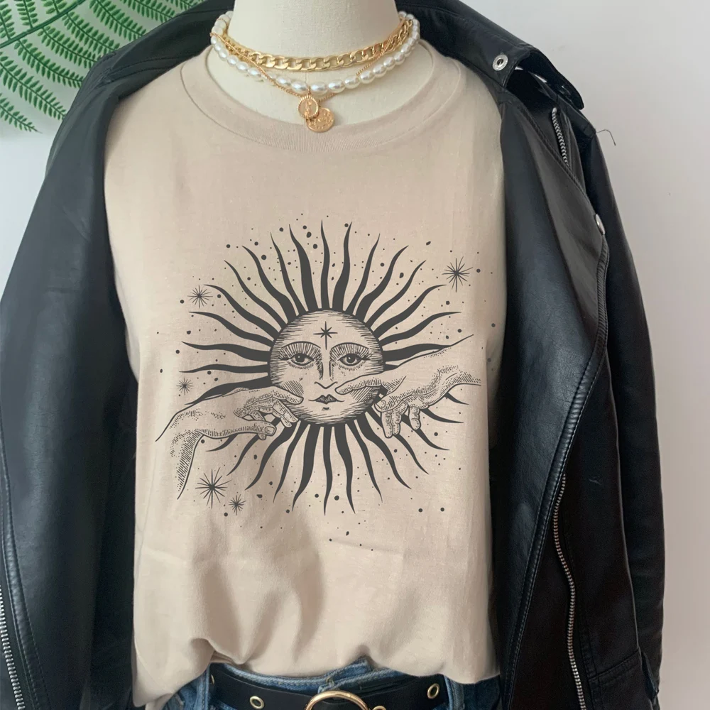 T-shirty damskie z nadrukiem w stylu Vintage i styl Boho w stylu luźna krótka w stylu Vintage