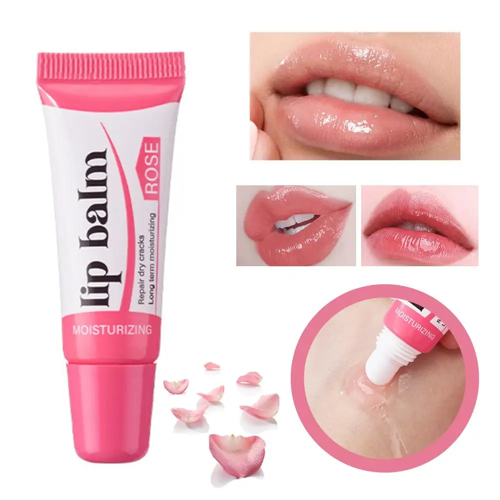 

Hydrating Rose Lip Balm Tube Moisturizing Nourishing Rose Tinted Natural Lip Oil Balm Relieves Dry, Cracked Lips,Makes Lips Soft