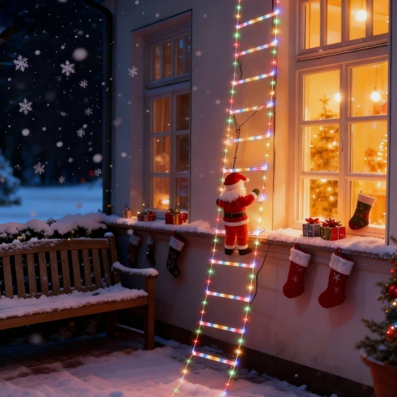 1 قطعة 3m سانتا كلوز تسلق الدرج ضوء لشجرة عيد الميلاد غرفة المعيشة غرفة نوم نافذة مهرجان جو الحفلات إضاءة ديكوريّة #2