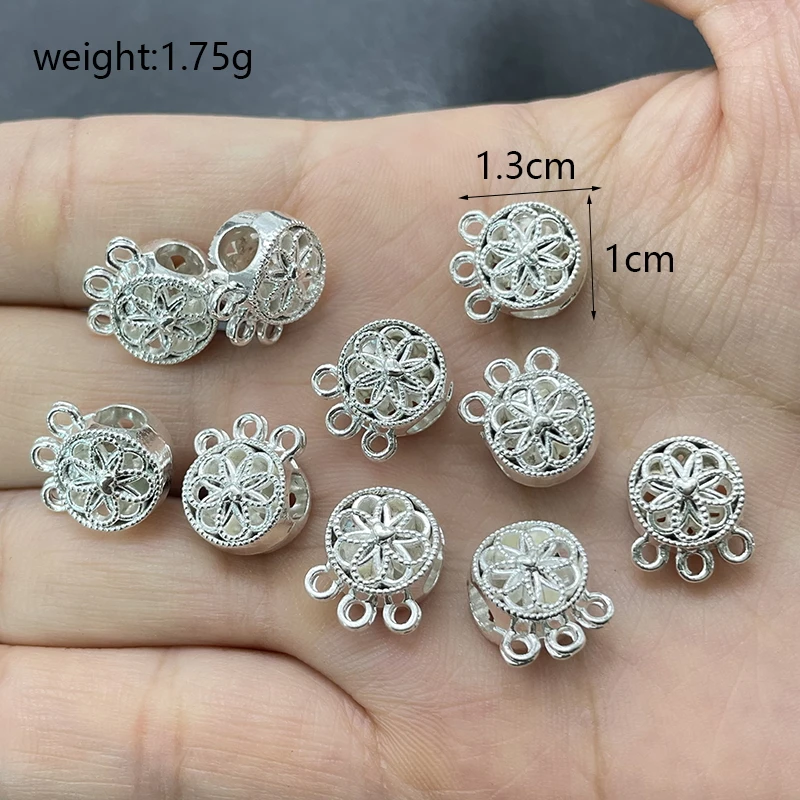 15pcs Different Shapes Perforated Hollow Spacer Bead Gasket Connector DIY Charming Silver Jewelry Making Earrings And Bracelet