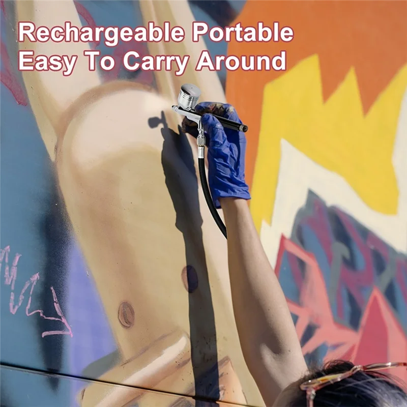 ชุดแอร์บรัชแบบชาร์จไฟได้ ABFI แบบสองหัวฉีด พร้อมปั๊มลมและไฟแสดงสถานะแบตเตอรี่ สำหรับแต่งหน้า ระบายสี ทำเค้ก และตัดผม