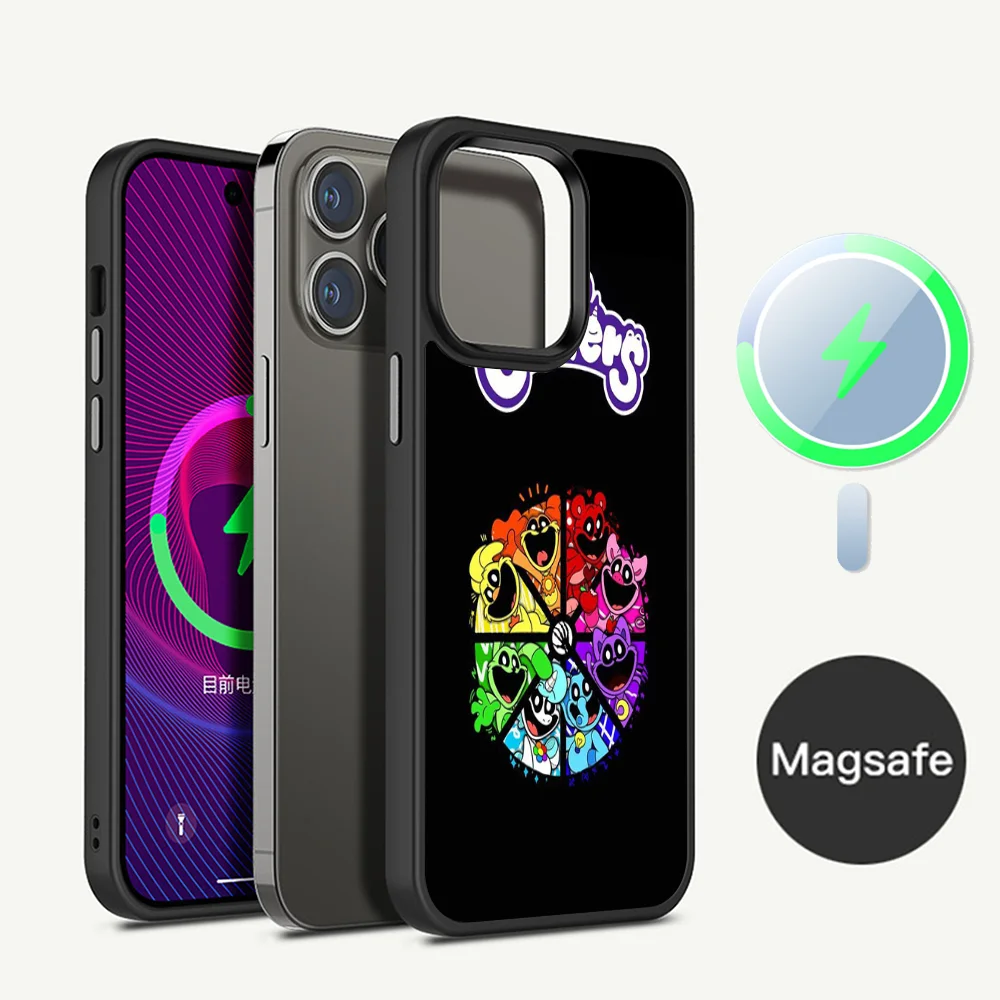 P-Poppies S-Smiling C-Critter Phone Case Magesafe Magnetic Wireless Charge Case For iPhone 16 11 12 13 14 15 Pro Max Plus Mini