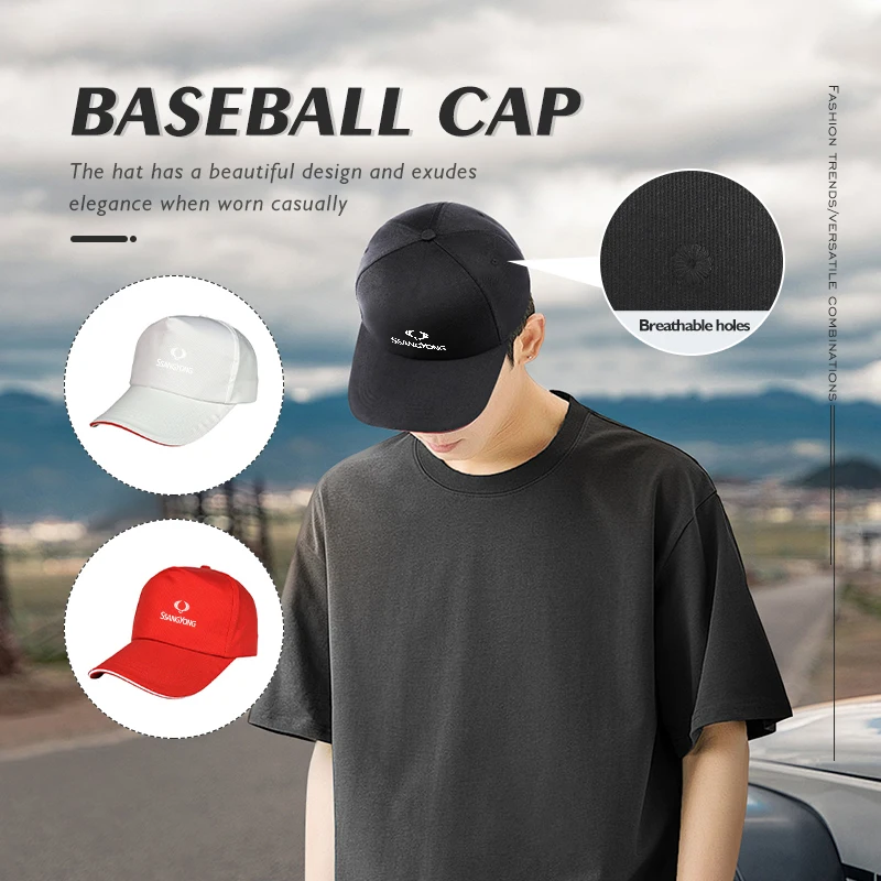 Car Female Male Snap Back Cap Visors Sun Unisex Adjustable Hat For SsangYong Rexton Kyron Rodius Tivoli Musso Turismo Nomad