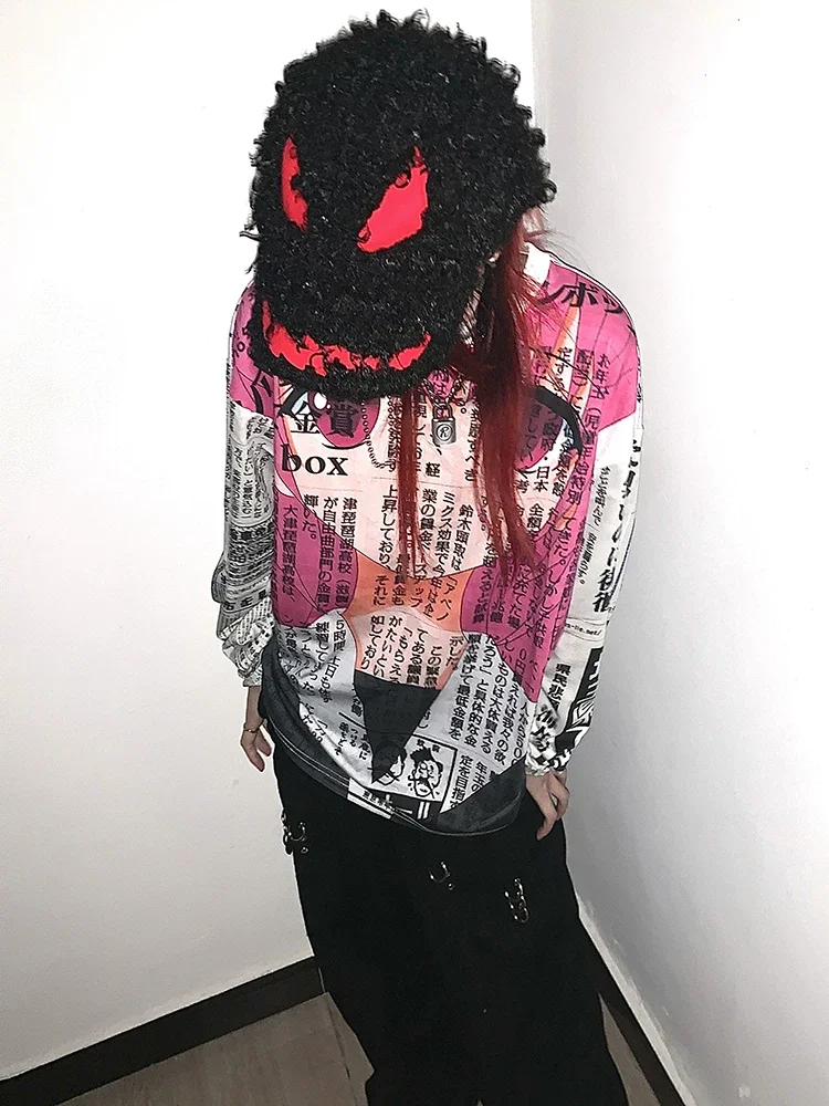 Devil Theme plush Baseball cap Y2K Fashionable Velvet Adjustable Halloween Hat for Girl Street Wear Outdoor Snapbackf for Women
