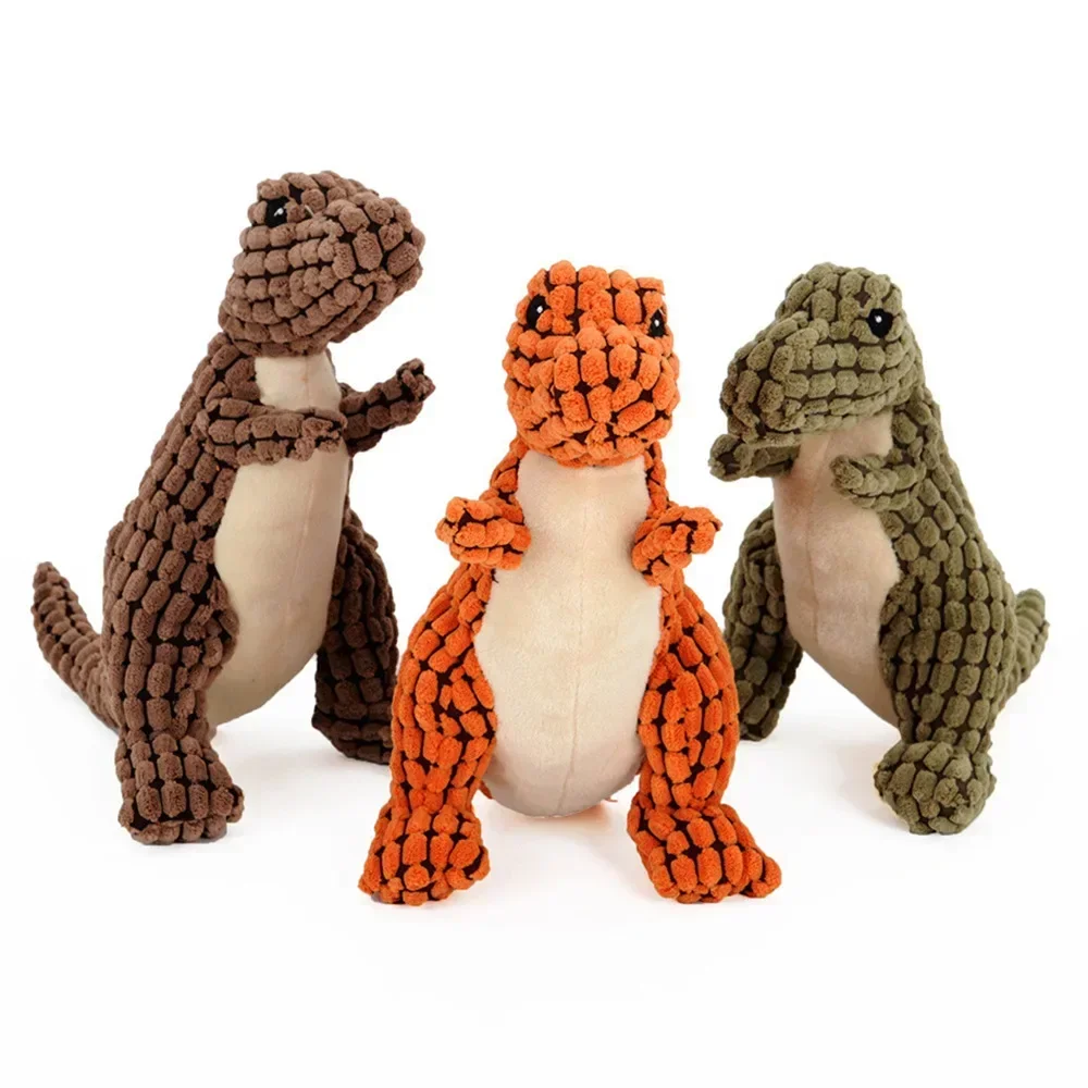 1 unidad de juguetes interactivos de dinosaurio de peluche para gatos y perros, juguetes para masticar para perros, relleno de peluche, suministros para mascotas, juguetes para perros