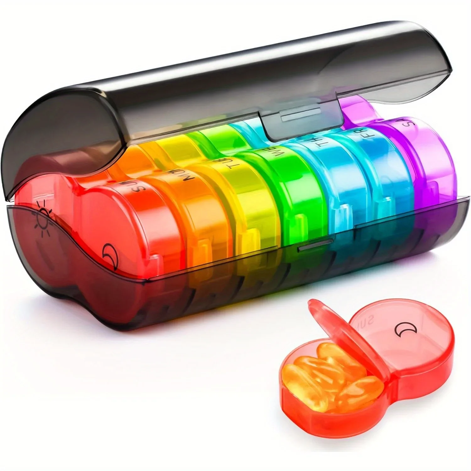 

Organizer 2 Times a Day Weekly Large Travel Box Day AM PM Daily Medicine Container Vitamin Holder Travel