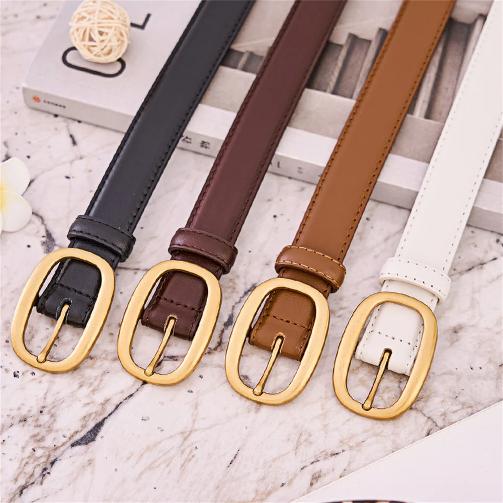 

Cowhide Genuine Leather Belt for Women Black Color Adjustable Belt Metal Buckle Korean Design Jeans Trouser Belt Lady Accessory