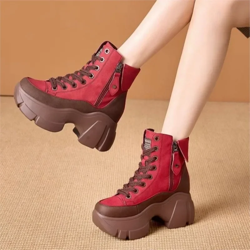 Inside height 9cm daddy shoes women's new autumn women's boots retro casual ankle boots C1344