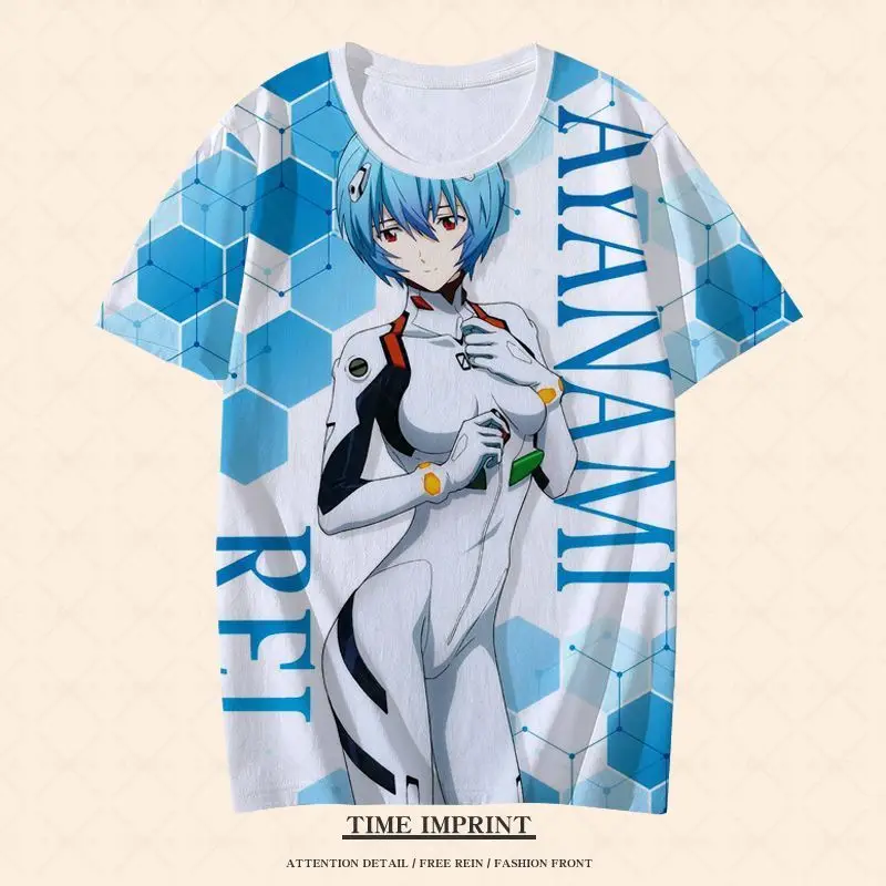 EVA-Anime Neon Genesis Evangelion Asuka camiseta para meninos e meninas, secagem rápida, manga curta, Mari Makinami, top solto, moda